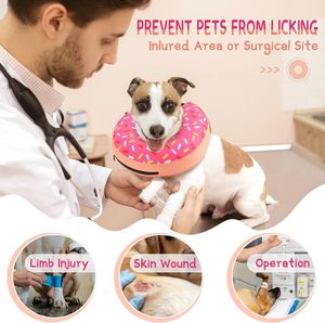 Donut Pet <b>Collar</b> Soft Protective Neck Brace Adjustable Dog <b>Collar</b> Cute Treat Print for Recovery - Product Image 2