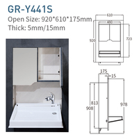 Évier pliable en acrylique avec miroir et douchette blanc pour caravanes, camping-cars et remorques de voyage RVS Y441S