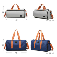 Sac de sport bleu marine en polyester grande capacité, robuste, avec fermeture éclair, imperméable, avec compartiment à chaussures, idéal pour les voyages