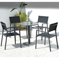 Chaise d'accoudoir simple d'extérieur pour café, magasin de thé au lait, restaurant, chaise en maille d'aluminium