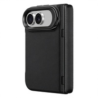 Coque de protection magnétique pour iPhone 18 Fold en PC, tissu et cuir, antichoc, avec support métallique pour objectif et protection de charnière