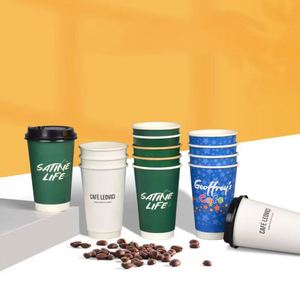 แก้วกาแฟกระดาษแบบใช้แล้วทิ้งพิมพ์โลโก้ได้ ขนาด 8/10/12/20 ออนซ์ แก้วสองชั้นสำหรับกาแฟเอสเปรสโซ ชานม และงานแต่งงาน - Product Image 2