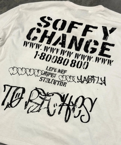 T-shirt Oversize Hip Hop con <span class=keywords><strong>Stampa</strong></span> Grafica Personalizzata, Logo e Scritte Distressed sul Retro, in Tessuto Pesante, Stile Streetwear - Product Image 2