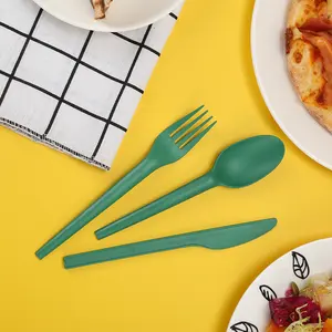شعار مخصصة نشا الذرة والسكاكين المتاح سكين بلاستيكي شوكة ملعقة صديقة للبيئة أدوات مائدة للاستعمال مرة واحدة