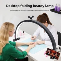 Lampe de beauté LED pliable en demi-lune de 28 pouces, multi-prises, en forme de U, 40W, lampe de table, charge de téléphone, tatouage, broderie des sourcils