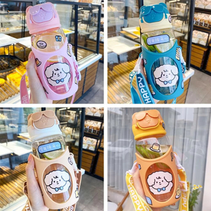 Cartoon Kid Water Sippy Cups Portable Children's <b>Straw</b> <b>Bottle</b> With Strap High Quality Leakproof Cup Sports - Product Image 2