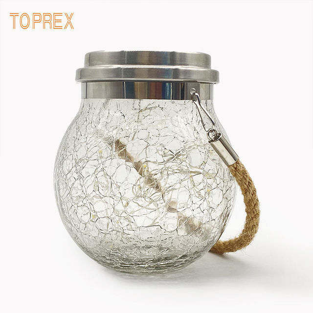 IP65 Solar Hanging Light Waterproof Copper Mason Jar with Glass Bulb LED Fairy Glass Pot Lamp for Patio Courtyard or Garden