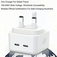 Cargador Rápido de 35W con Doble Puerto Tipo-C PD3.0 y Protección OVP, Adaptador de Corriente Portátil para Laptops y Cámaras, Enchufe UK Personalizado de Fábrica