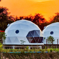 Dôme de glamping en PVC transparent pour hôtel en plein air, résidence, événements, expositions, tente de dôme géodésique imperméable à double couche, personnalisable