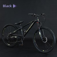 Vélo de montagne tout-terrain pour adultes en acier à haute teneur en carbone ; Vélo de cross-country à vitesses avec suspension avant/arrière et freins à disque hydrauliques