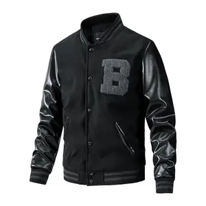 custom oem odm baseball varsity jacket manufacturer pu leather long sleeve patches varsity jackets for men