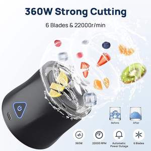 Licuadora Portátil Mini de 360W, Licuadora de Viaje Inalámbrica, Trituradora de Hielo, Máquina Eléctrica Recargable por USB - Product Image 5
