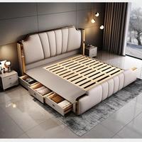 Ensemble de meubles de chambre à coucher de luxe moderne de nouvelle conception, lits king size, queen size, haut de gamme, double, en cuir souple, pour la maison, la chambre à coucher ou l'hôtel