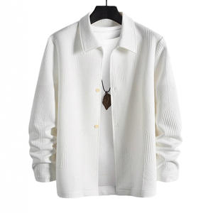 Chaqueta de Jacquard de un Solo Pecho para Hombre, Estilo Europeo Americano, Diseño de Parches de Color Sólido, Solapa Casual, Transpirable, con Dobladillo Redondo - Product Image 4