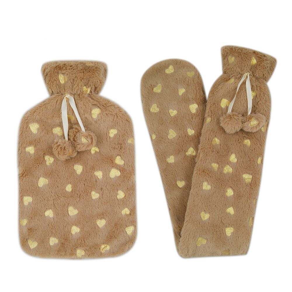 leak proof rubber hot water bottle 2l with soft plush cover
