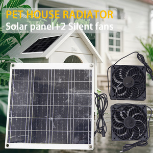 Lan Aoyue Solar Panel 20W Monocrystalline Dual <b>Fans</b> Pet House Radiator Outdoor Ventilation - Product Image 1