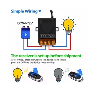 Công tắc điều khiển từ xa không dây đa năng 433Mhz DC12V 24V 72V 1 kênh 30A, bộ thu tín hiệu cho máy bơm nước - Product Image 5