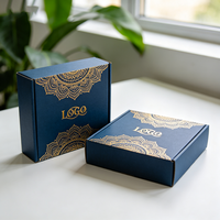 Boîte Mandala bleu marine de luxe avec estampage à chaud, expédition rapide en 72h, boîte de beauté en carton imperméable