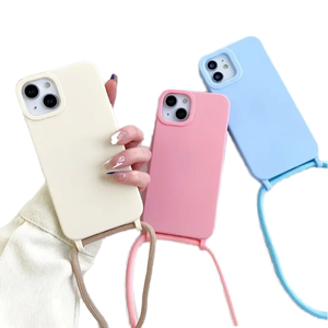 Crossbody Dây buộc dây đeo cổ tay dây đeo điện thoại trường hợp đối với iPhone 13 14 15 16 17 Pro mềm TPU lỏng Silicone có thể điều chỉnh dây Cover quay lại - Product Image 1