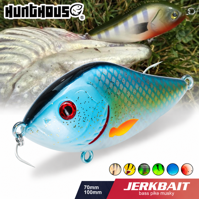Hunthouse Wholesale Factory ABS 70mm 17g Rattle Gliding Sinking Jerkbait Lure for Bass Freshwater Fishing