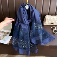 Nouveaux Foulards en Soie Imitée Couleur Unie 2025 pour Femmes – Châles Longs, Larges, Légers, Fins et Doux avec Perles – Écharpe Hijab