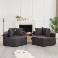 Canapé simple hexagonal de style moderne de 54 pouces, design modulaire ; ce canapé rembourré en chenille est idéal pour les salons, 2 pièces