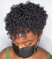 Perruques en dentelle transparente afro bouclée en spirale océanique de 10 mm, cheveux humains indiens réels, grossistes, boucles torsadées, postiche pour femmes