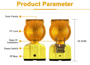 Lampe de sécurité solaire à LED jaune clignotante pour barrières routières et blocades - Product Image 3