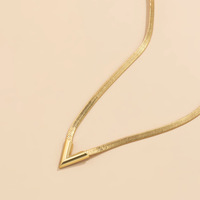 Kalung Bentuk V Kreatif Sederhana untuk Wanita, Rantai Ular Pipih, Kalung Choker Fashion, Rantai Blade, Aksesoris Kalung, Perhiasan, Hadiah
