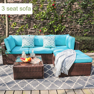 Patio extérieur Meubles <span class=keywords><strong>De</strong></span> <span class=keywords><strong>Salon</strong></span> <span class=keywords><strong>Balcon</strong></span> Imperméable À L'eau <span class=keywords><strong>de</strong></span> <span class=keywords><strong>Jardin</strong></span> En Rotin Canapé Ensemble - Product Image 3
