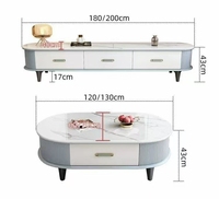 Meuble TV et table basse en bois de style italien ovale extensible, design sur pied