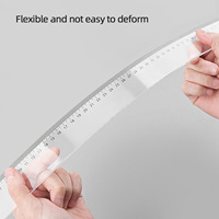 Règle double face transparente en plastique ABI BY-B09 promotionnelle 30cm x 20cm x 15cm avec mesures en pouces et en centimètres