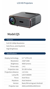 High Quality Home <b>LED</b> <b>Projector</b> Smart Android Wi-Fi Portable Full HD 1080P Q5 2024 Best Factory Price Beamer Small Pocketable In - Product Image 6