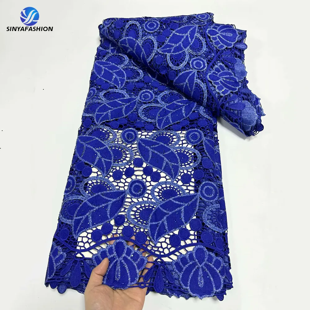 Nuevo diseño de cordón de guipur africano, cordón de tela de encaje personalizado, tela de encaje bordado de guipur Floral para coser vestido de mujer