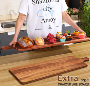Planches à charcuterie en <span class=keywords><strong>bois</strong></span> d'acacia <span class=keywords><strong>pas</strong></span> chères, plateau <span class=keywords><strong>de</strong></span> service rectangulaire en <span class=keywords><strong>bois</strong></span> naturel avec poignée pour fromages et aliments - Product Image 3
