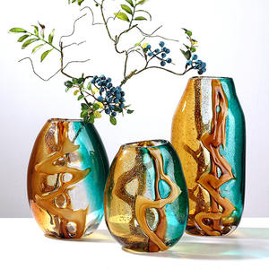 Di alta qualità verde arancione motivo acqua luce di lusso ispessito arrangiatore di fiori decorazione morbida <span class=keywords><strong>vaso</strong></span> di cristallo decorazione - Product Image 1