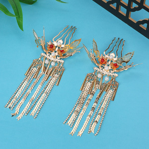 Nuevo Diseño Original 2025, Accesorio para el Cabello Hecho a Mano de Estilo Antiguo, Corona de Fénix con Borlas, Set de Maquillaje, Tocado Hanfu - Product Image 4