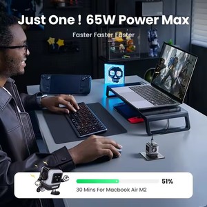 Cargador USB C <span class=keywords><strong>GaN</strong></span> de <span class=keywords><strong>65W</strong></span> PPS <span class=keywords><strong>UGREEN</strong></span>, Diseño de Robot, Adaptador de Carga Rápida, Mini Cargador de Pared Portátil, Adaptador de Corriente para iPad y MacBook - Product Image 3