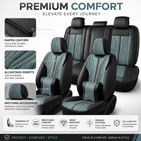 Coprisedili Universali Luxfit Russia in Pelle, Set Completo, Resistenti, Impermeabili, Traspiranti, Lussuosi, Neri e Verdi