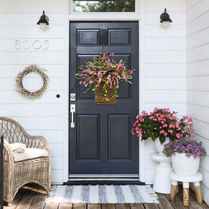 Panier <span class=keywords><strong>de</strong></span> fleurs <span class=keywords><strong>en</strong></span> <span class=keywords><strong>osier</strong></span> suspendu, ornement décoratif <span class=keywords><strong>de</strong></span> Noël, <span class=keywords><strong>couronne</strong></span> <span class=keywords><strong>de</strong></span> fleurs faite à la main, décoration <span class=keywords><strong>de</strong></span> panier - Product Image 4