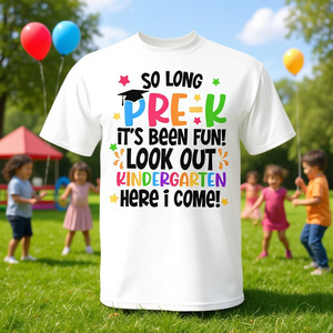 Camiseta de graduación Pre K para niños, diseño divertido de transición al jardín de infantes, color blanco, 100% algodón, unisex, talla S M L XL - Product Image 1