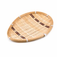 Twee kleuren bamboe geweven dienblad, handgemaakt, natuurlijk fruitplateau, druppelvormig snackbord voor eettafel, keuken, huisdecoratie