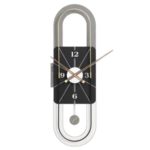 WOZOOM Grande horloge murale en métal de luxe au design moderne pour la décoration de la maison Montre dorée silencieuse Horloges pour le salon et le bureau EMITDOOG