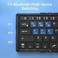 BOW Keyboard lipat Bluetooth, HB318D Bluetooth tipe-c Ultra tipis kantor nirkabel portabel hitam untuk Laptop