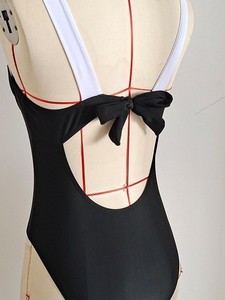 Custom Women's <b>Tummy</b> <b>Control</b> Sexy Sweetheart Neckline One-Piece Swimsuit Black and White Contrast Trim Bathing Suit - Product Image 5