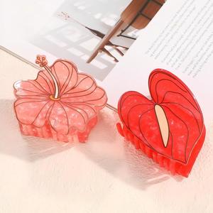 Wholesale Custom Artificial Tropical Anthurium Island <strong>Hawaiian</strong> Hair Clip Fashionable Flower <strong>Hawaiian</strong> Claw Clips - Product Image 1
