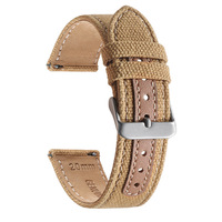 Win-Win 20mm correa de reloj de liberación rápida Lona de nailon con ribete de cuero para Huawei Samsung correa de reloj Universal con hebilla mate