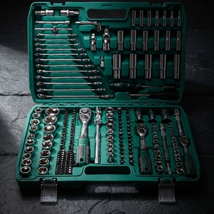 Jeu de clés à douille en acier de 216 pièces à 72 dents avec clés mixtes pour la réparation de machines industrielles, de véhicules et de maisons - Product Image 1