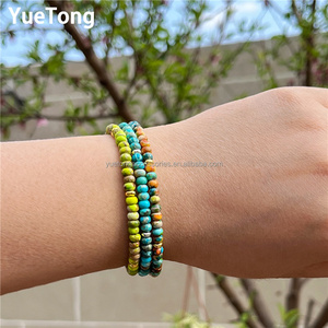 El yapımı 2x4mm Rondelle emperyal Jasper boncuk Dainty bilezik ayarlanabilir şifa enerji taş takı kadınlar için toptan - Product Image 2