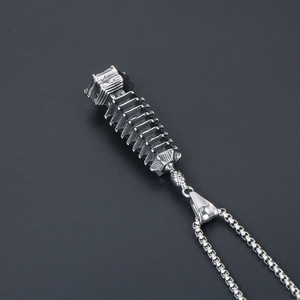 Collier pendentif pagode rétro pour homme en acier inoxydable finition antique SP742 Bijoux de mode - Product Image 2
